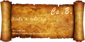 Csák Béla névjegykártya